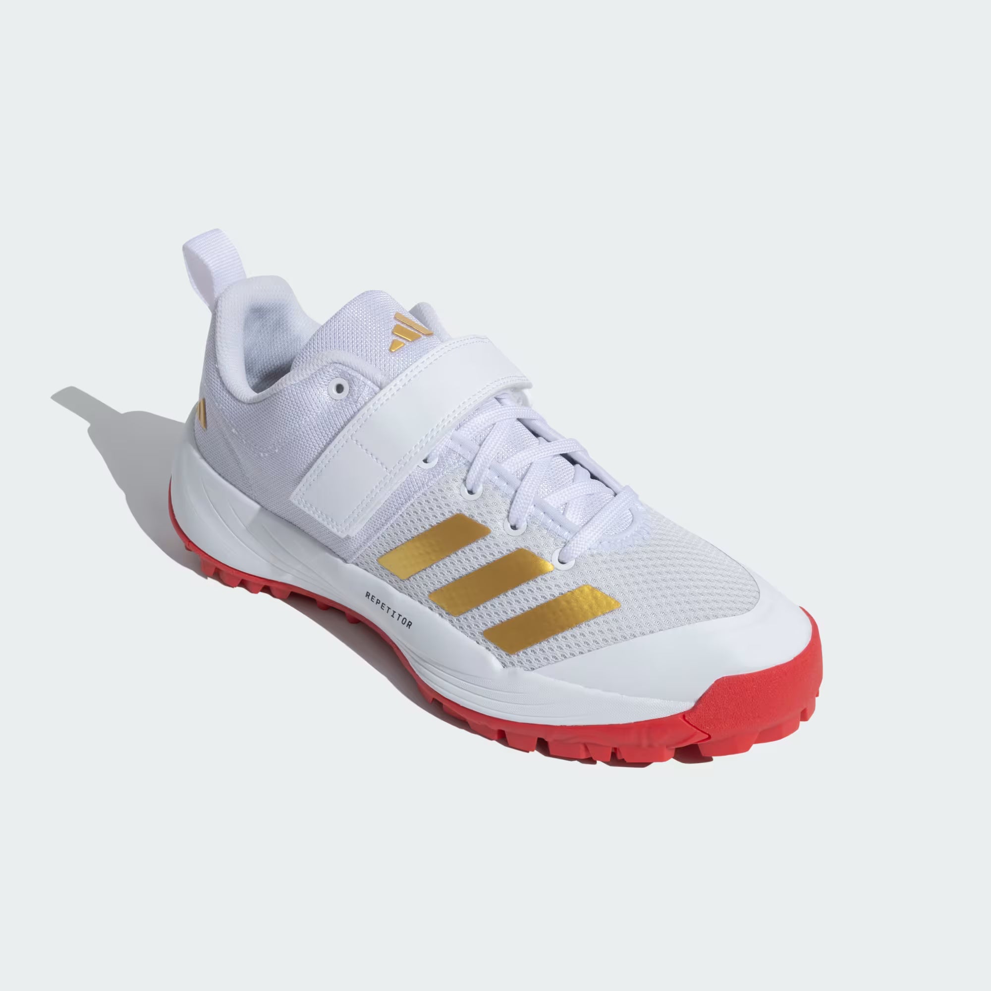 Adidas Scorerun 2.0 Cloud White Gold Rubber Cricket Shoes Adidas Scorerun 2.0 Cloud White Gold Rubber Cricket Shoes