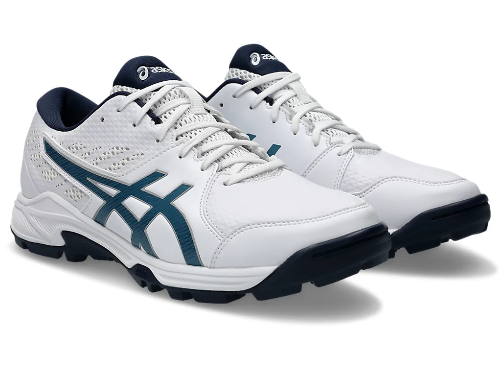 Asics GEL Peake Cricket Shoes White and Atlantis Blue