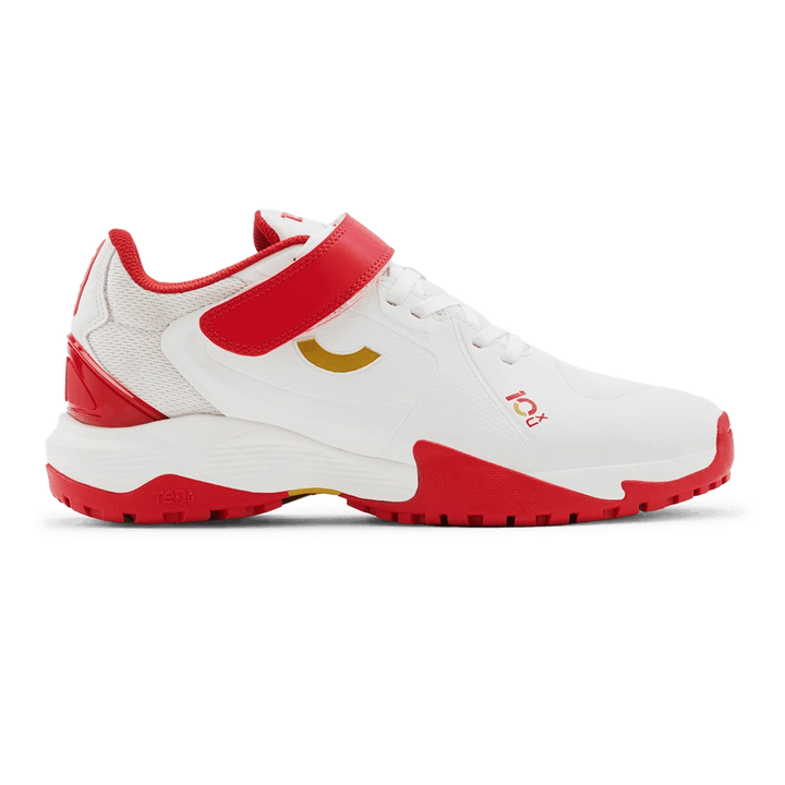 Tenxu All Rounder Swing Cricket Rubber Shoes Bright White Racing Red@front view2