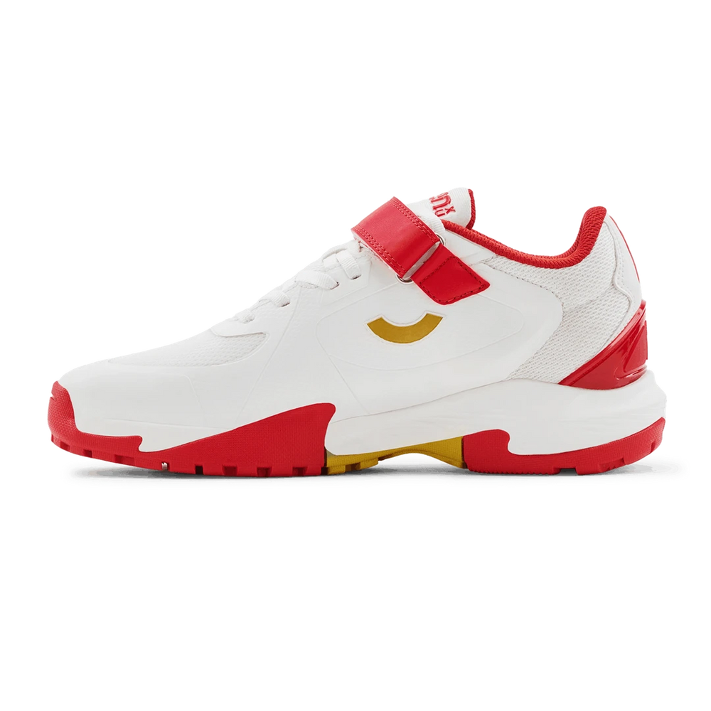 Tenxu All Rounder Swing Cricket Rubber Shoes Bright White Racing Red@front view1