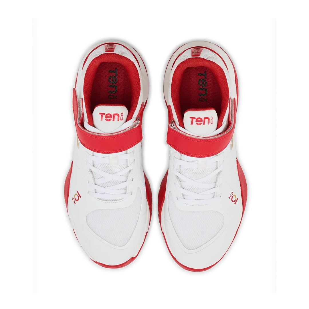 Tenxu All Rounder Swing Cricket Rubber Shoes Bright White Racing Red@front view7