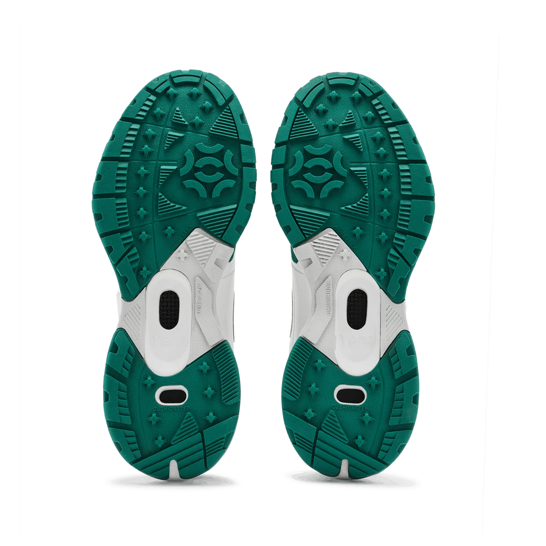 Tenxu All Rounder Cricket Rubber Shoes Bright White Green@front view7