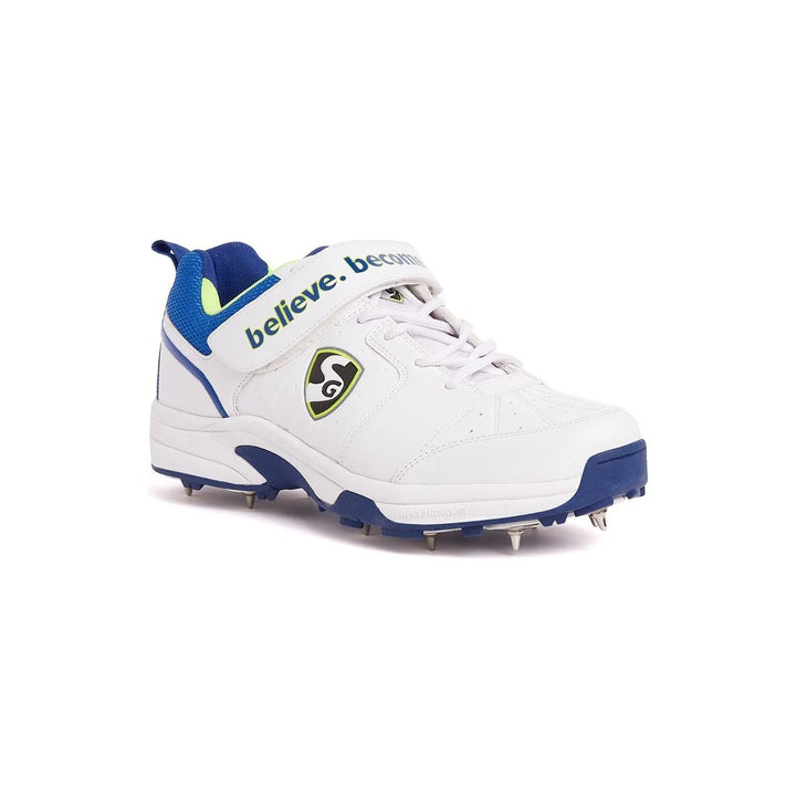 SG Sierra 2.0 Full Metal Spikes White R.Blue Lime Cricket Shoes Size