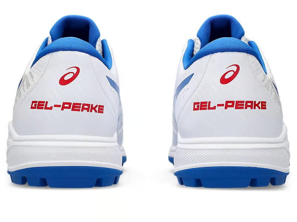 Asics GEL Peake 2 Cricket Shoes White and Tuna Blue @ Back View