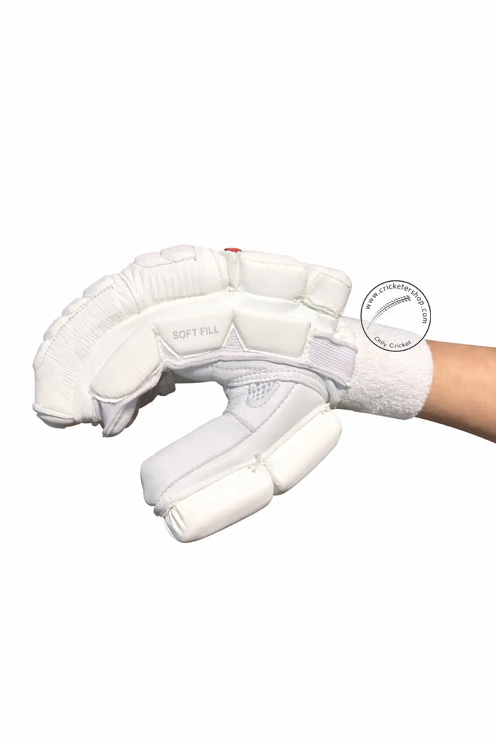 SS Super Test White Red Cricket Batting Gloves Adult Size