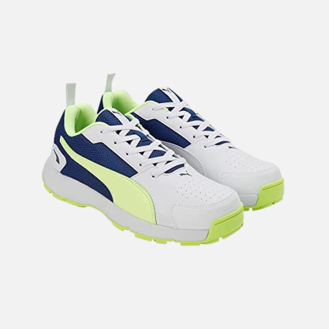 Puma High Run 10780603 Cricket Rubber Shoes White Blue@FRONT VIEW