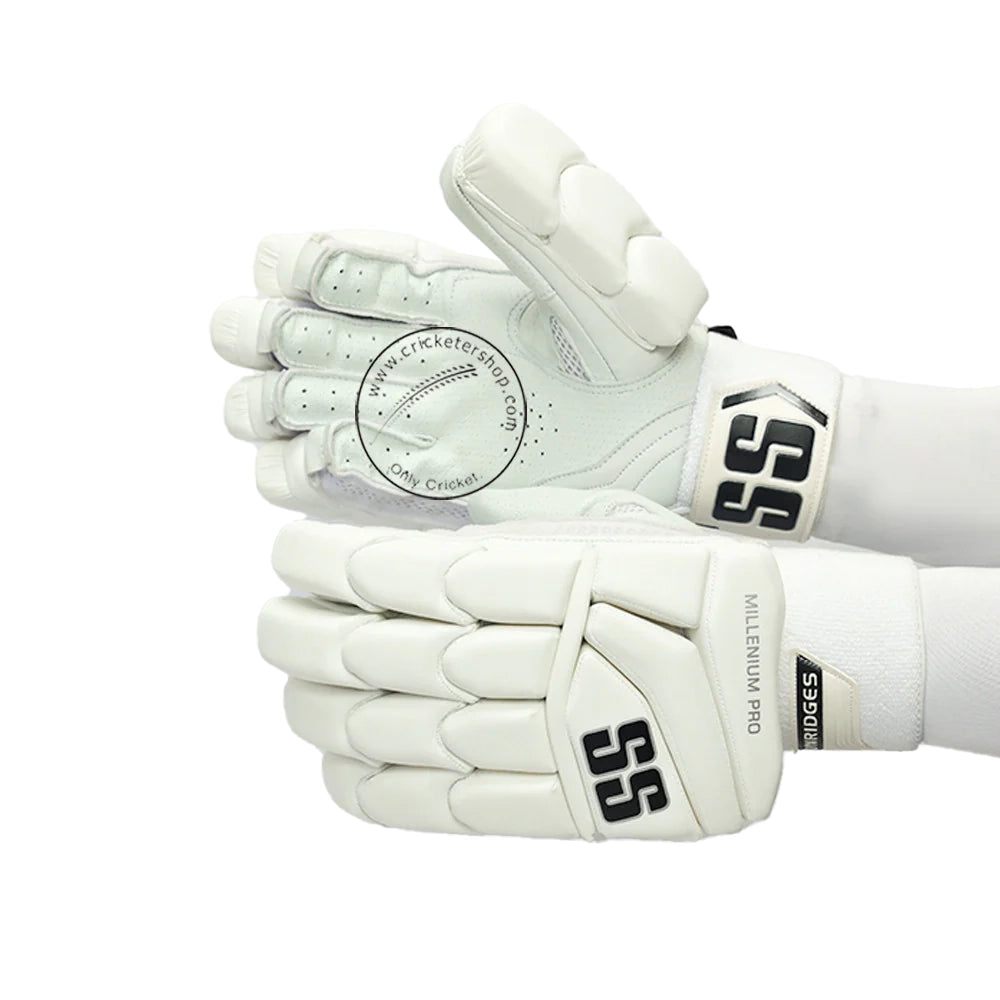 SS Millennium Pro White Cricket Batting Gloves Size