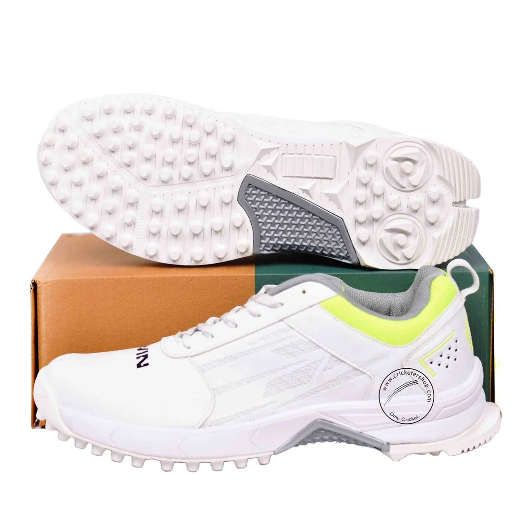 Gowin Turf Cricket Rubber All White Shoes Size