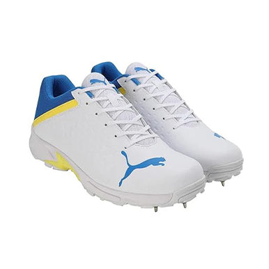 Puma 22.2 FH 10729903 Cricket Spike Shoes White Yellow Blue Size