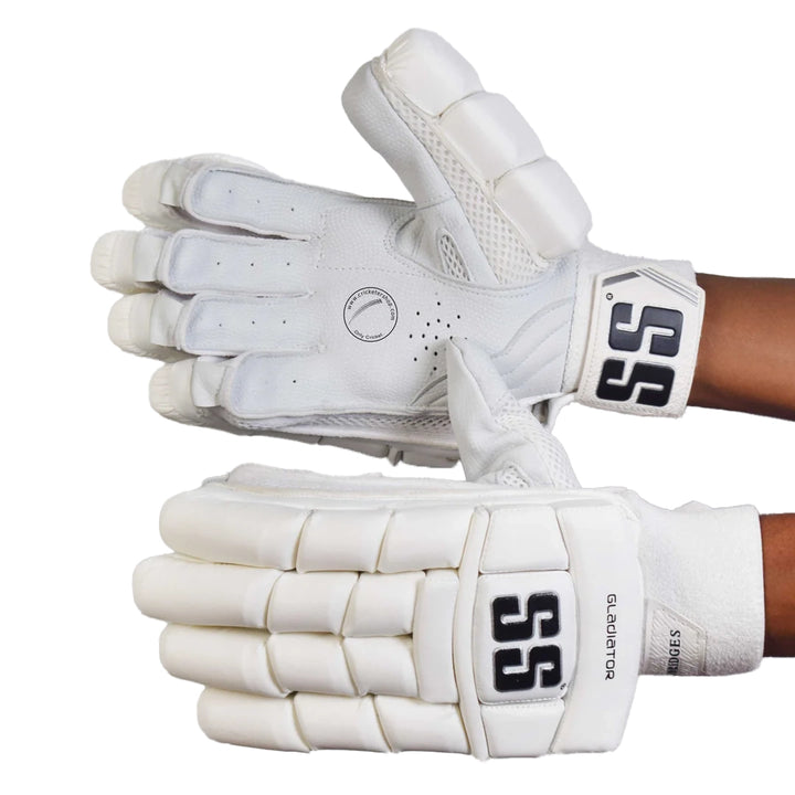 SS Gladiator White Cricket Batting Gloves Mens Size