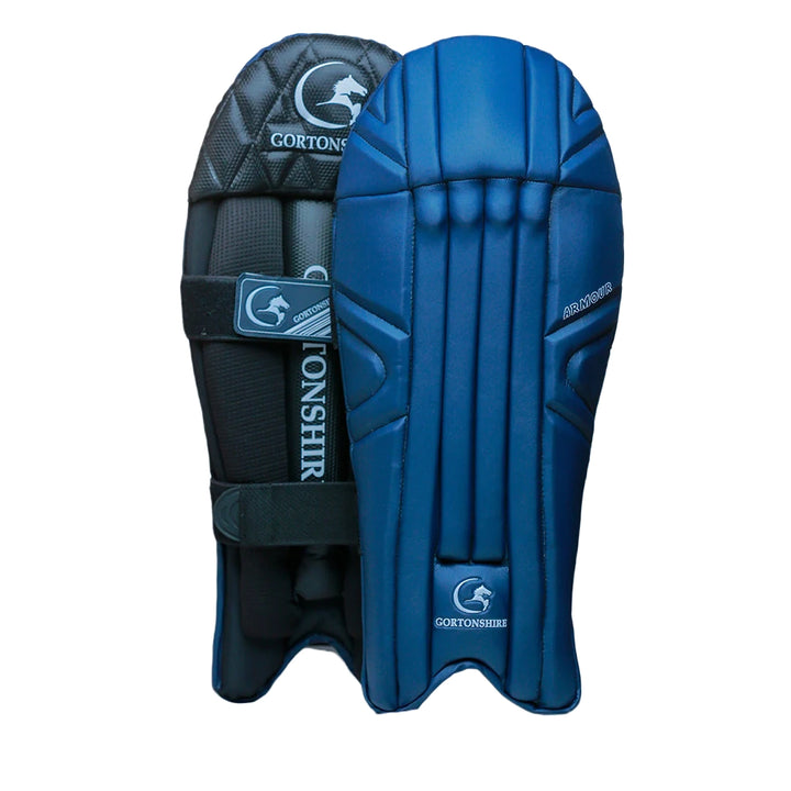 Gortonshire Armour Navy Blue Coloured Wicket Keeping Leg Guard Mens Size