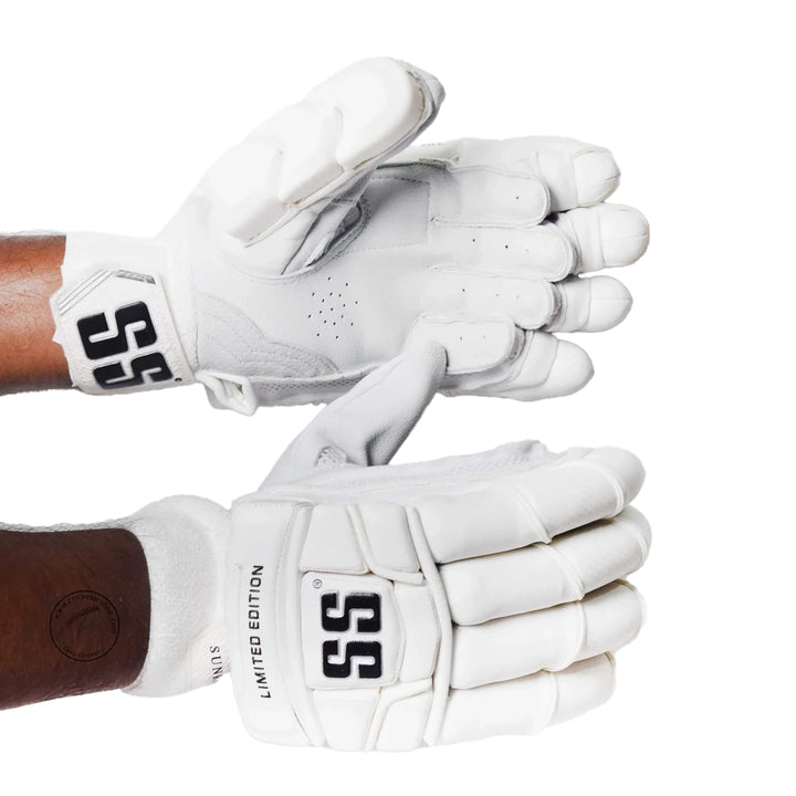 SS Limited Edition All White Cricket Batting Gloves Mens Size