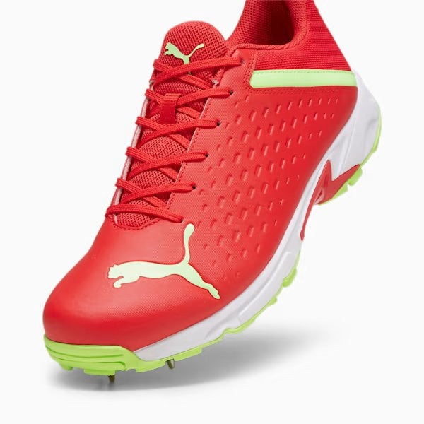 Puma 22.2 FH 10729906 Cricket Spikes Shoes Red Green Size @ Side View