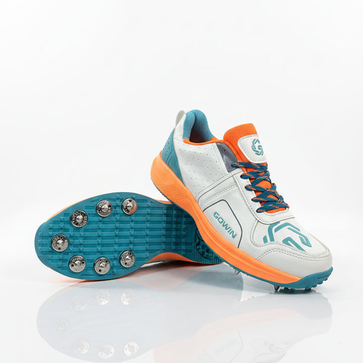 Gowin Nitro Cricket Spikes White Seagreen Shoes