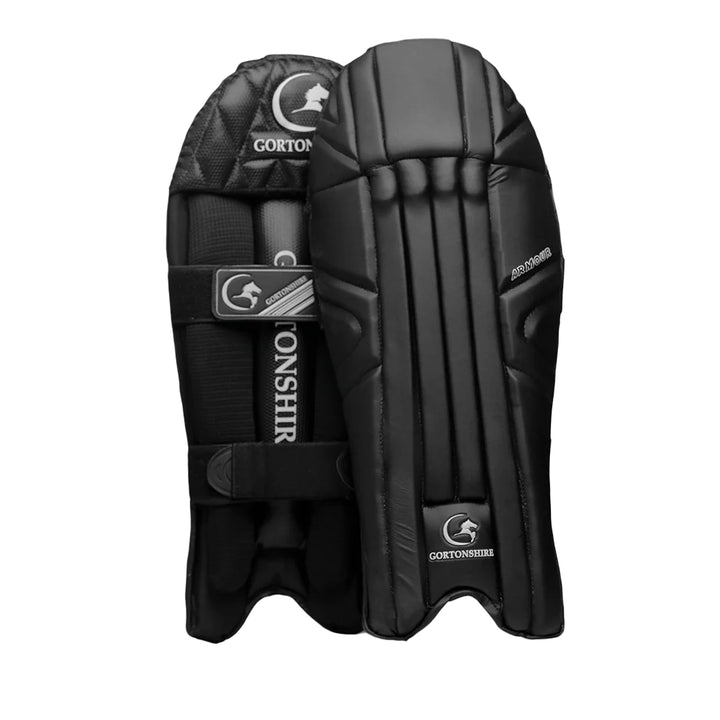 Gortonshire Armour Black Coloured Wicket Keeping Leg Guard Mens Size