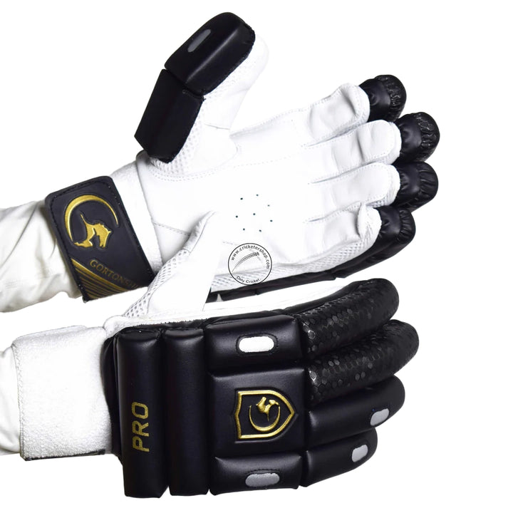 Gortonshire Pro Black Cricket Batting Gloves Mens Size