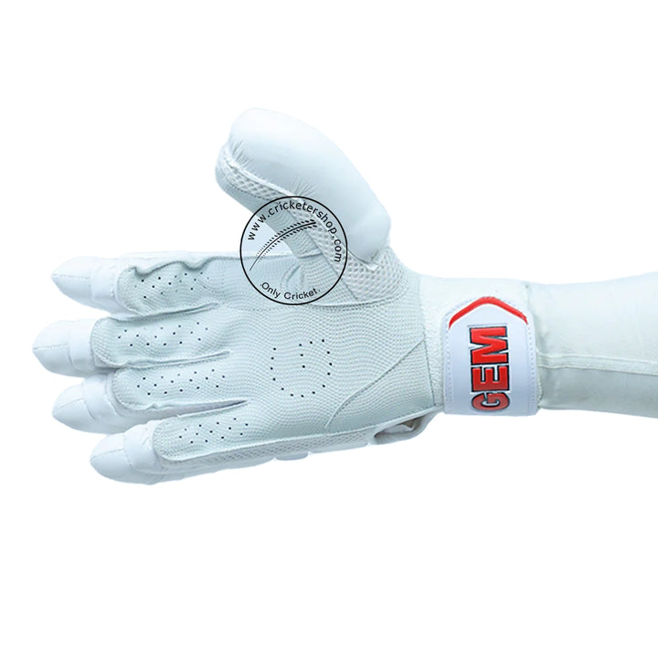 GEM Celestial White Cricket Batting Gloves Mens Size