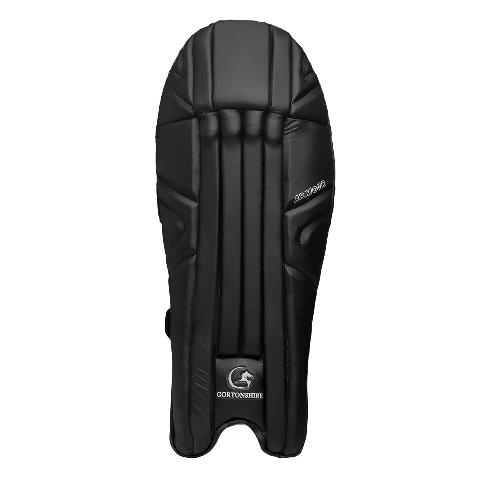 Gortonshire Armour Black Coloured Wicket Keeping Leg Guard Mens Size