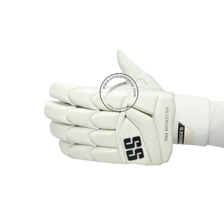 SS Millennium Pro White Cricket Batting Gloves Size