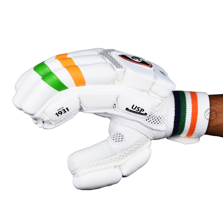 SG Test Indian Tri Colour Cricket Batting Gloves Mens Size