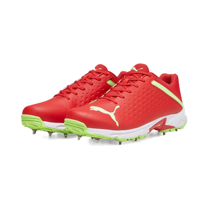 Puma 22.2 FH 10729906 Cricket Spikes Shoes Red Green Size