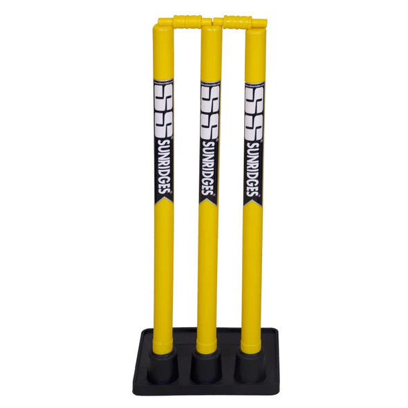 SS Rubber Base Cricket Stumps Full Size @ Front View