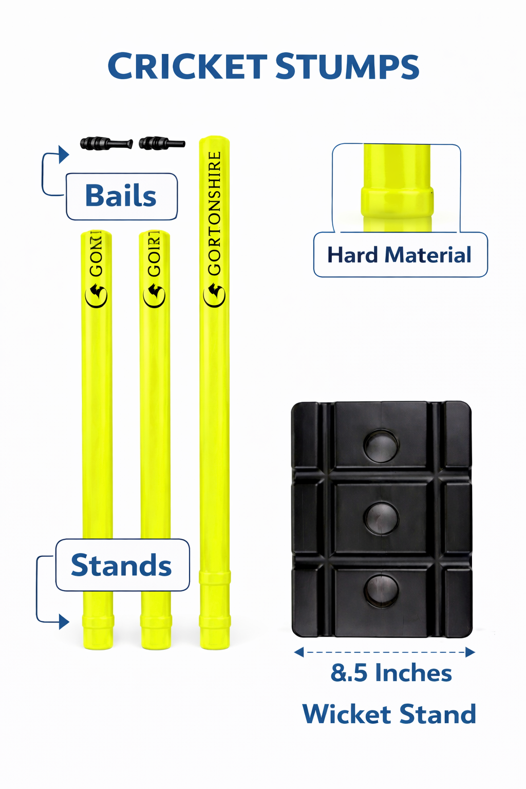 Gortonshire Cricket Plastic Stumps Full Size