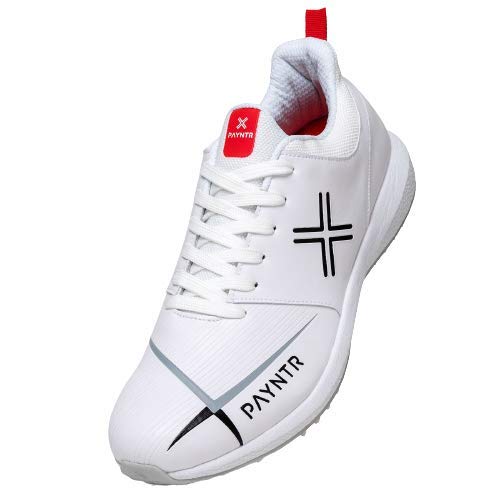PAYNTR V Rubber Cricket Shoes All White Pimple