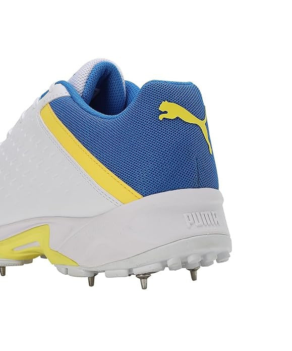 Puma 22.2 FH 10729903 Cricket Spike Shoes White Yellow Blue Size @ Back View