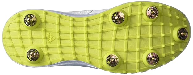 Adidas Howzat Spike 20 White/Teal/ Yellow Cricket Shoes@front view4