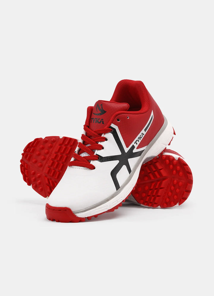 Tyka Champ 16 Rubber Cricket Shoes White Red