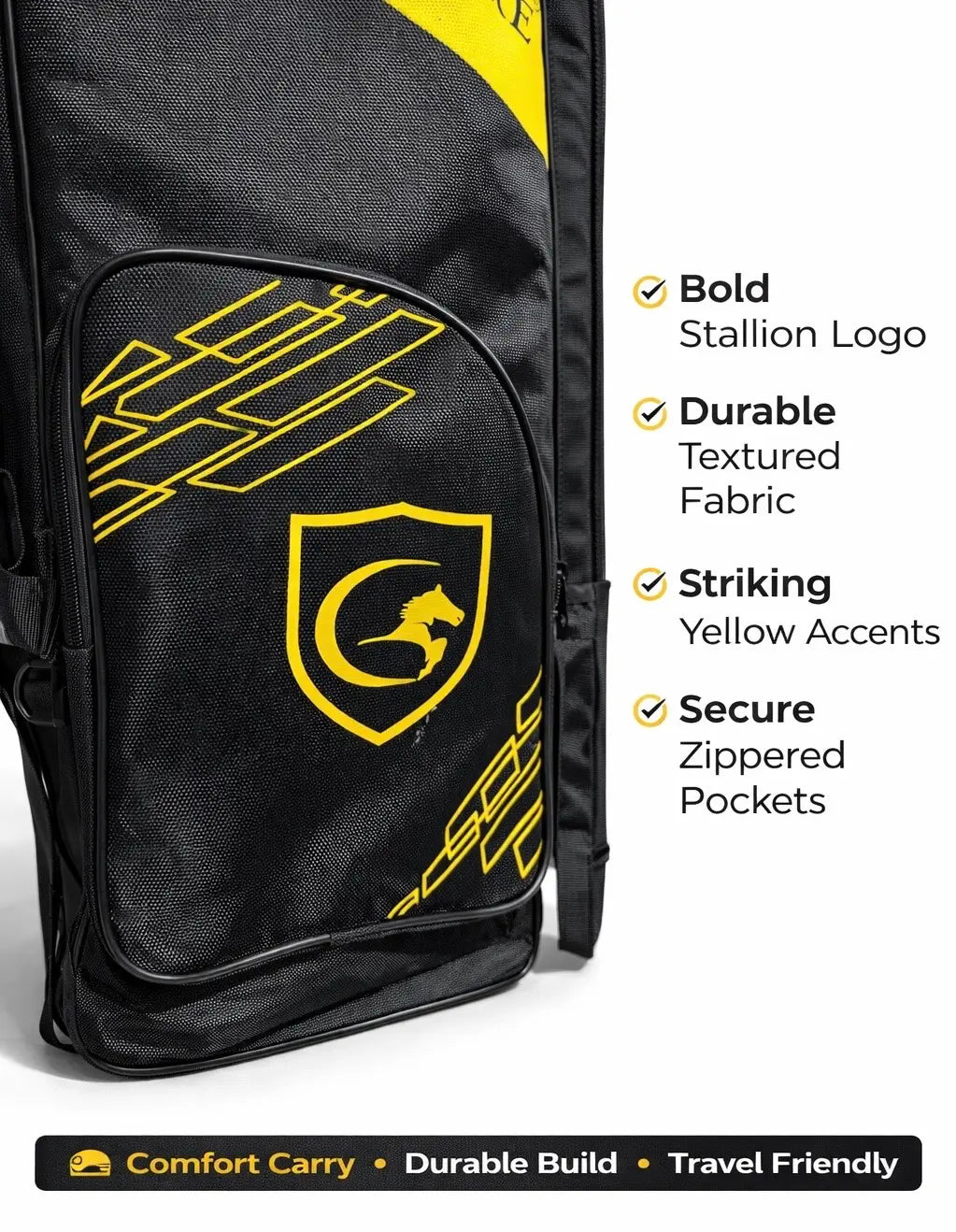 Gortonshire Stallion Pro Cricket Duffle Kit Bag With Wheels@front view6