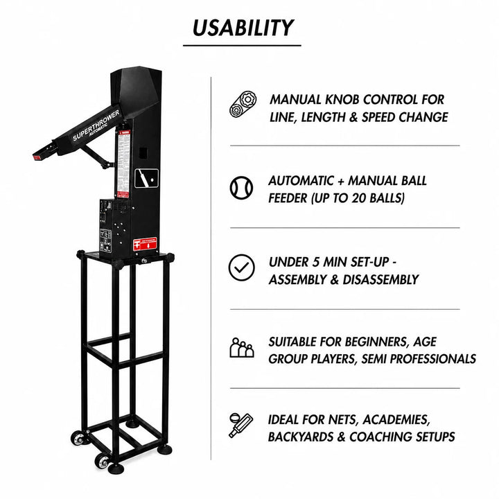 Freebowler Cricket 1st Arm Simulated, Automatic & Portable Ball Thrower Machine