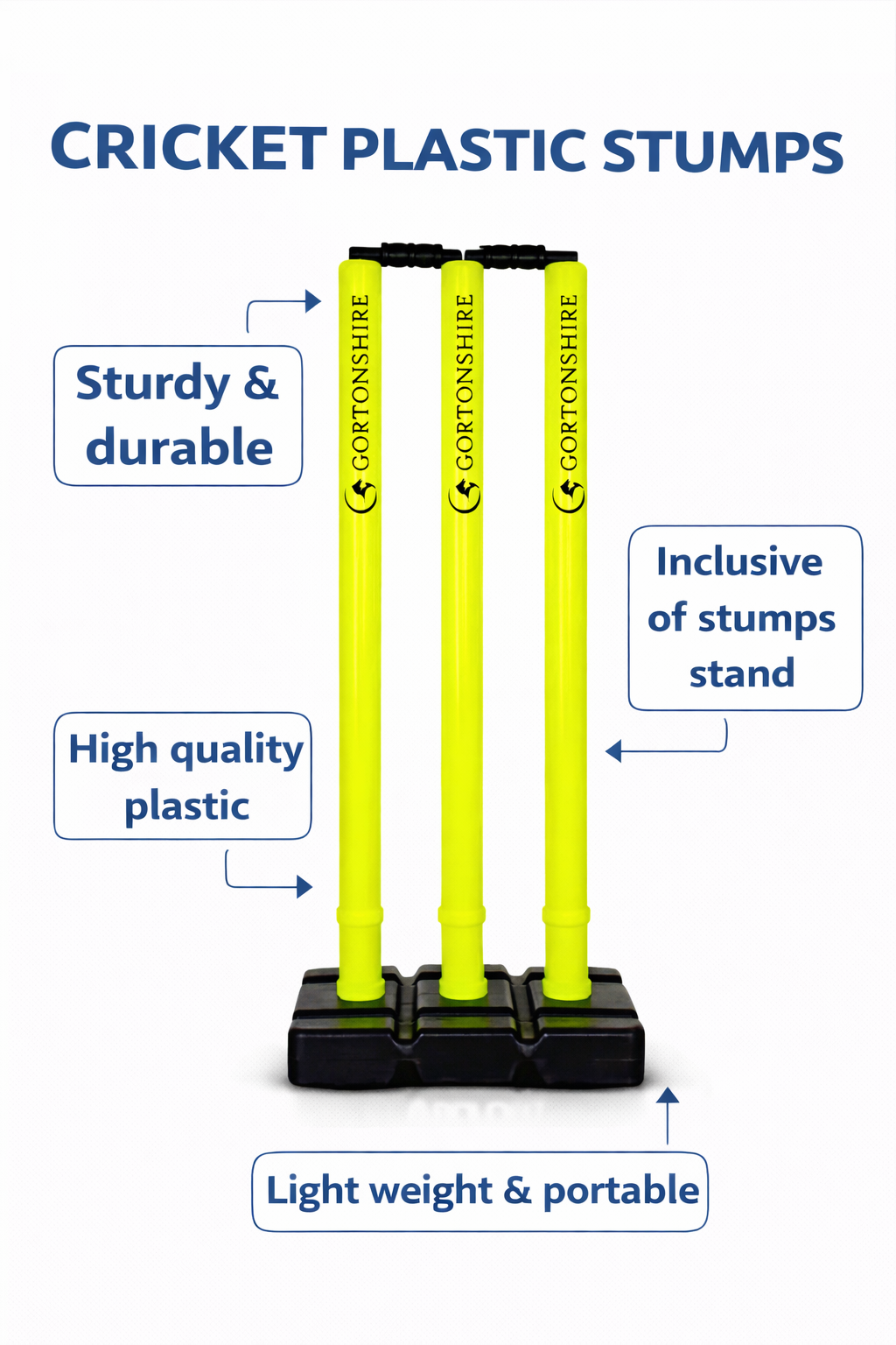 Gortonshire Cricket Plastic Stumps Full Size