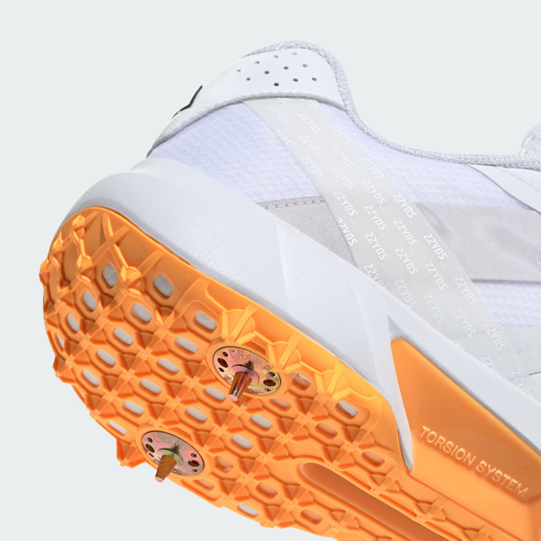 Adidas 22 Yard Cloud White Aurora Onix Core Black Spikes Cricket Shoes @ Back Sole View