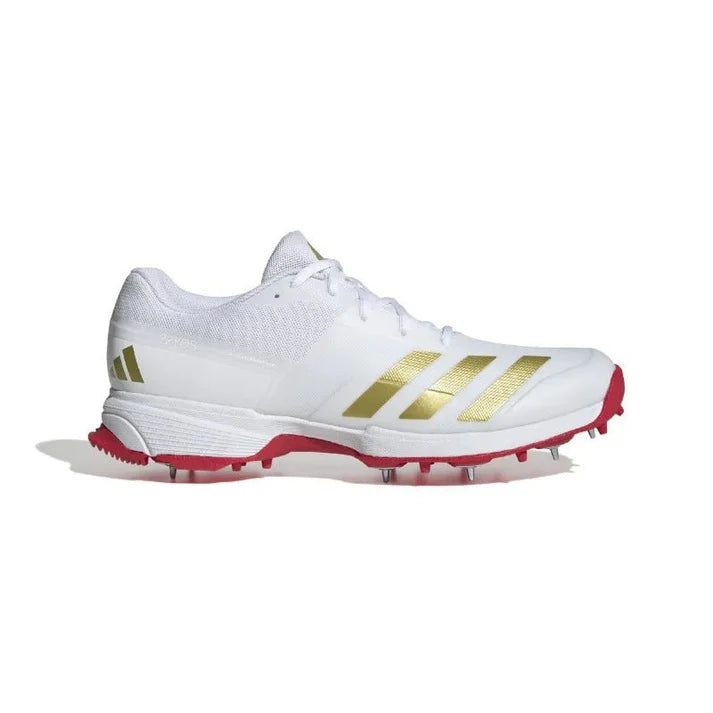 Adidas 22 Yard White Red Gold Spikes Cricket Shoes Size@front view1