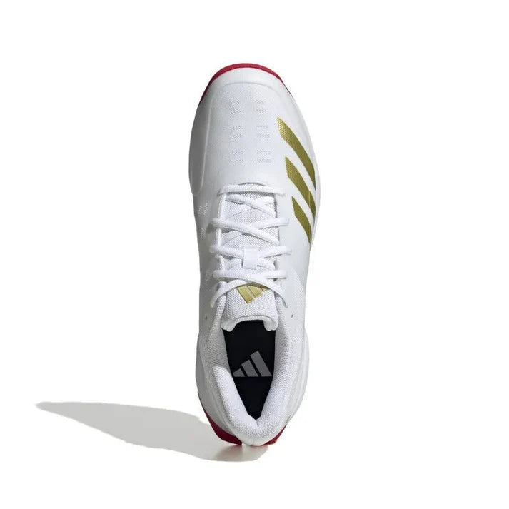 Adidas 22 Yard White Red Gold Spikes Cricket Shoes Size@front view5
