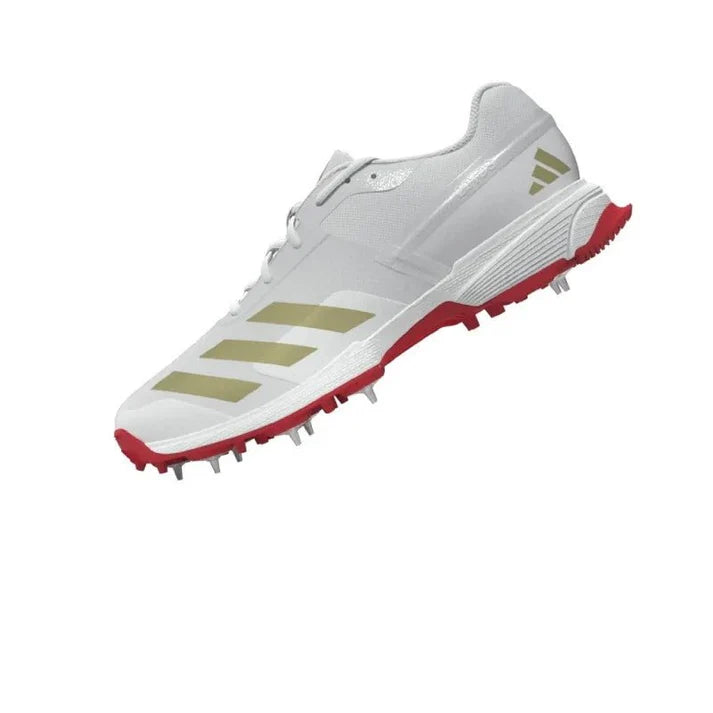 Adidas 22 Yard White Red Gold Spikes Cricket Shoes Size@front view7