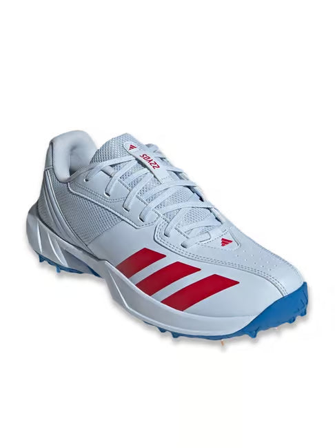 Adidas 22 Yard White Royal Blue Spikes Cricket Shoes @ Side View