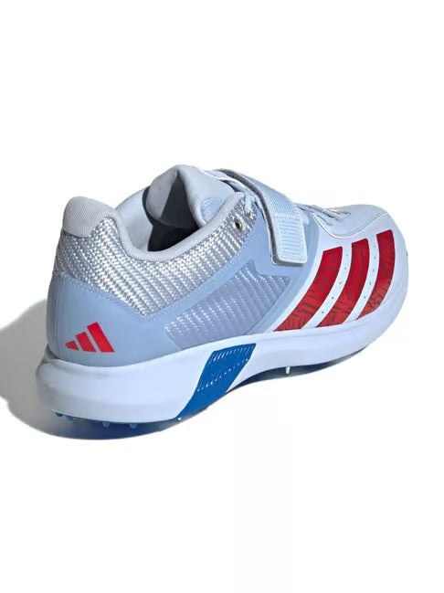 Adidas Adi Power Incurza Spikes White Blue Cricket Shoes @ Back View 2