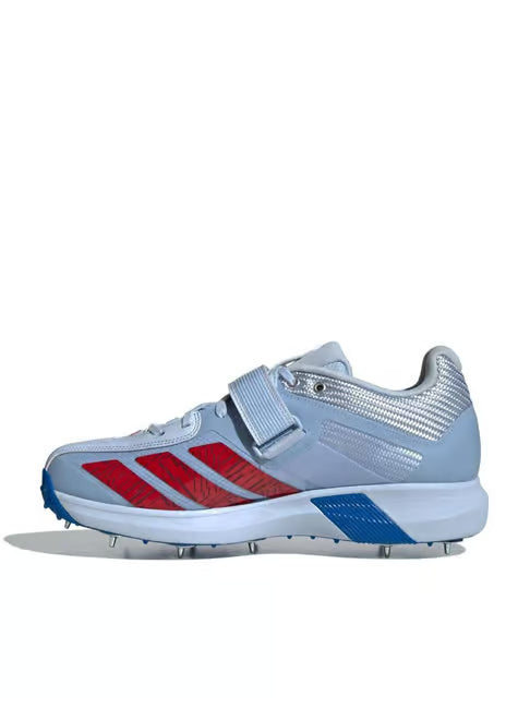 Adidas Adi Power Incurza Spikes White Blue Cricket Shoes @ Side View 2