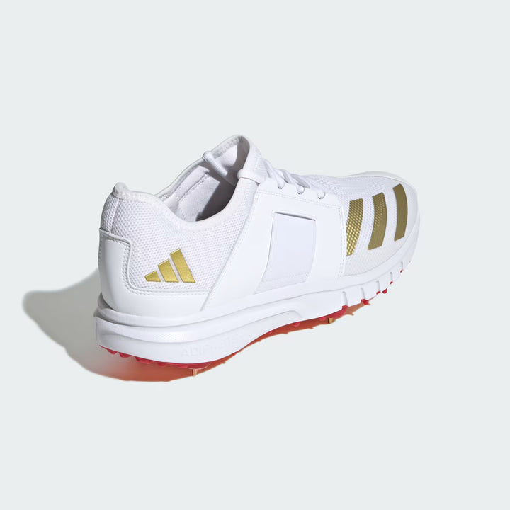 Adidas Howzat Spike 20 White/Gold Cricket Shoes@front view2