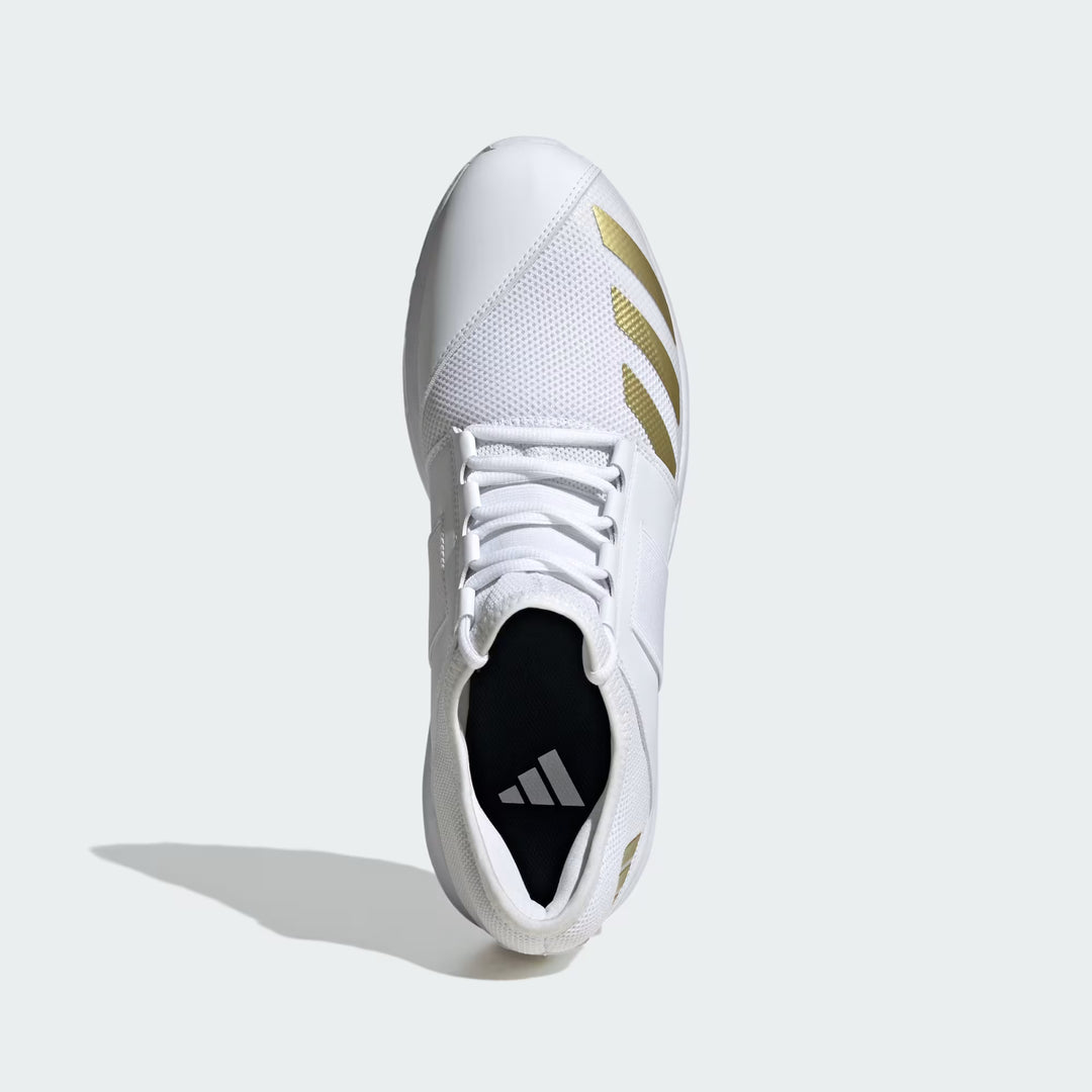 Adidas Howzat Spike 20 White/Gold Cricket Shoes@front view6