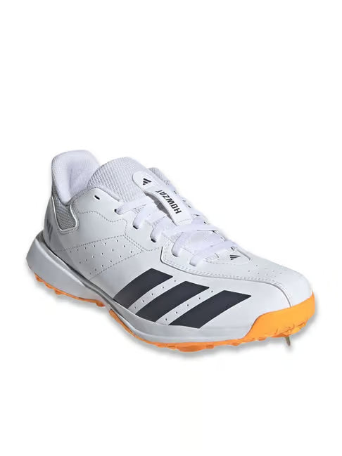 Adidas Howzat White Black Orange Rubber Cricket Shoes@front view
