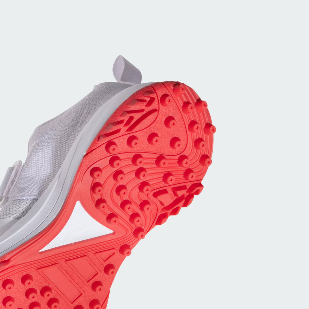Adidas Scorerun 2.0 Cloud White Gold Rubber Cricket Shoes @ Back View 2
