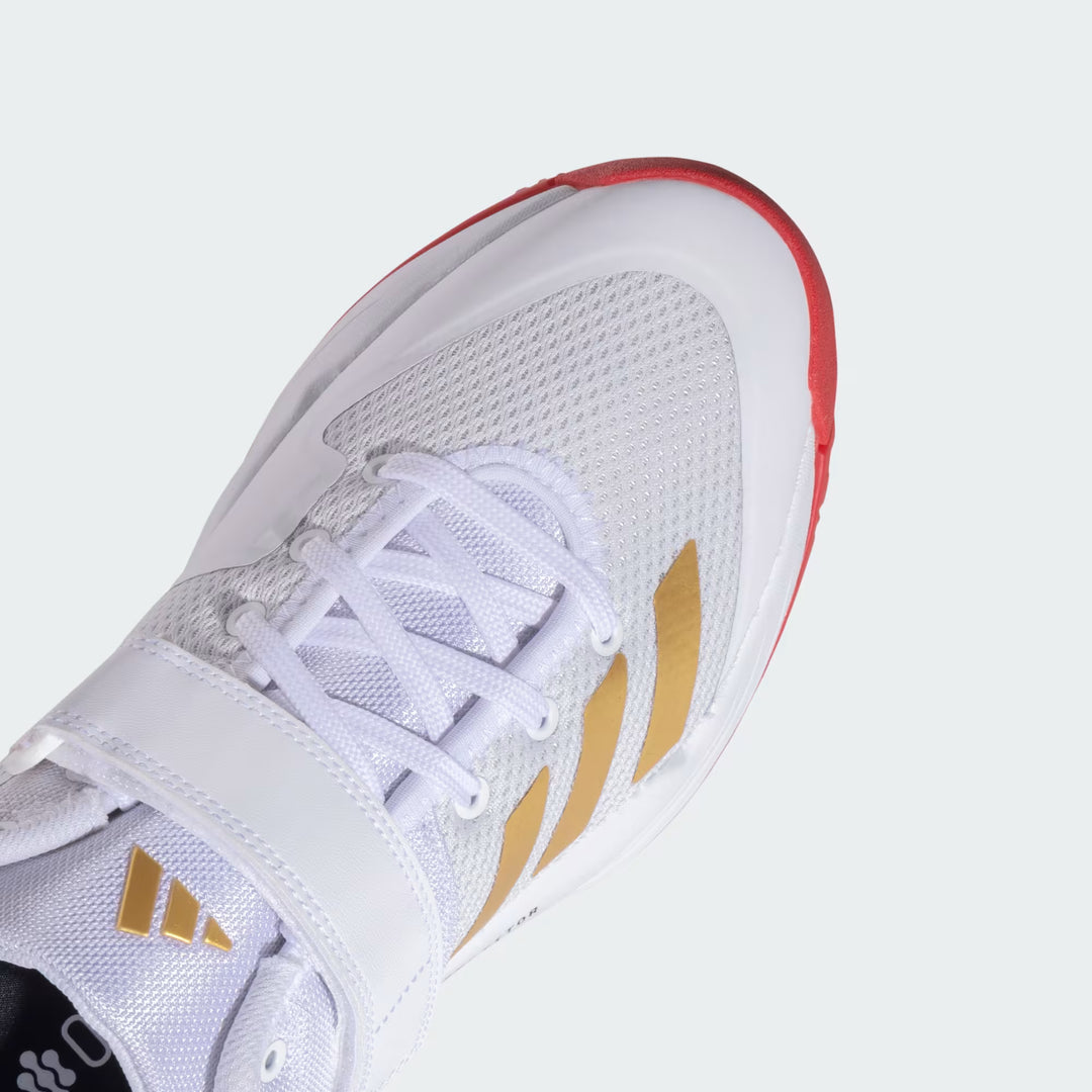 Adidas Scorerun 2.0 Cloud White Gold Rubber Cricket Shoes @ Front View 3