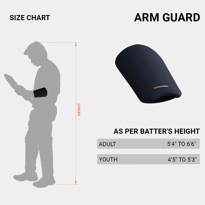 Moonwalkr Cricket Batting Arm Guard Men Size@ Size Chart View