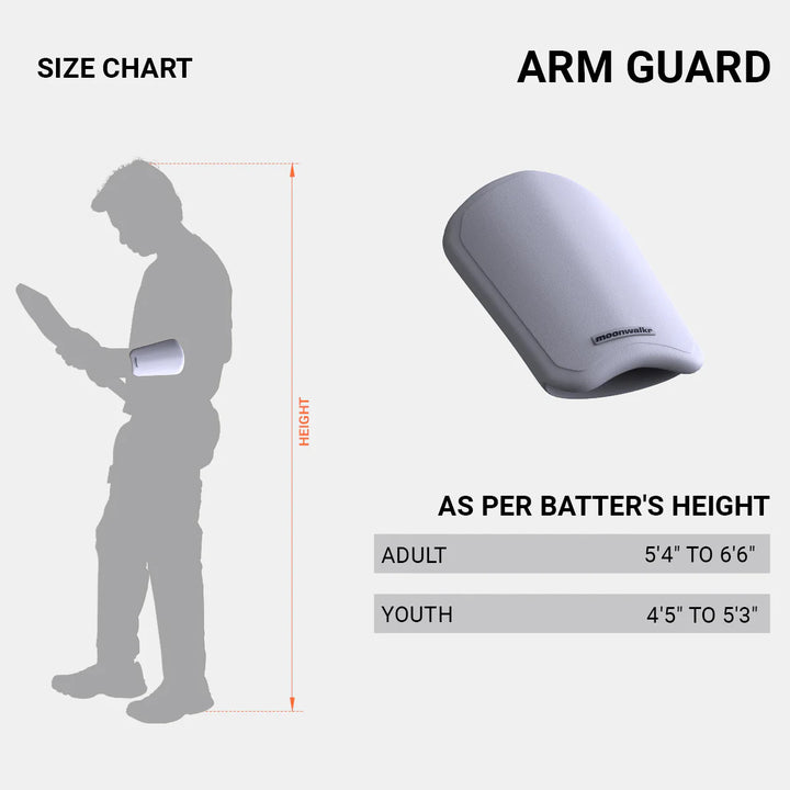 Moonwalkr Cricket Batting Arm Guard Men Size@ Size Chart View 2