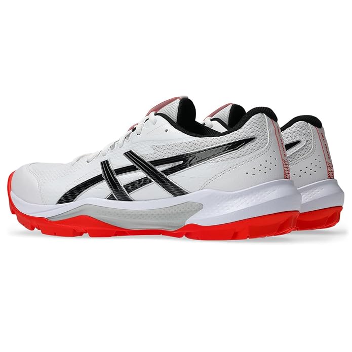 Asics GEL Peake 3 Cricket Shoes White Black @ Back View