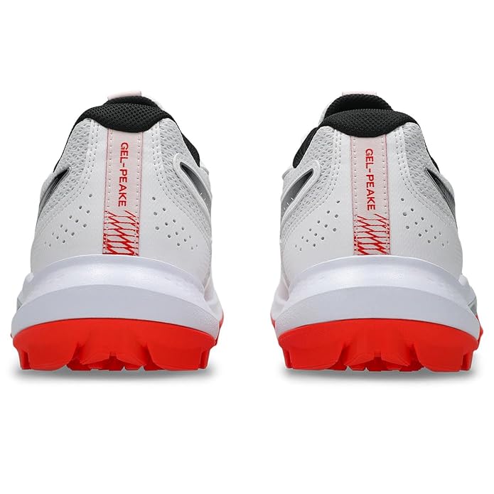 Asics GEL Peake 3 Cricket Shoes White Black @ Back View 3